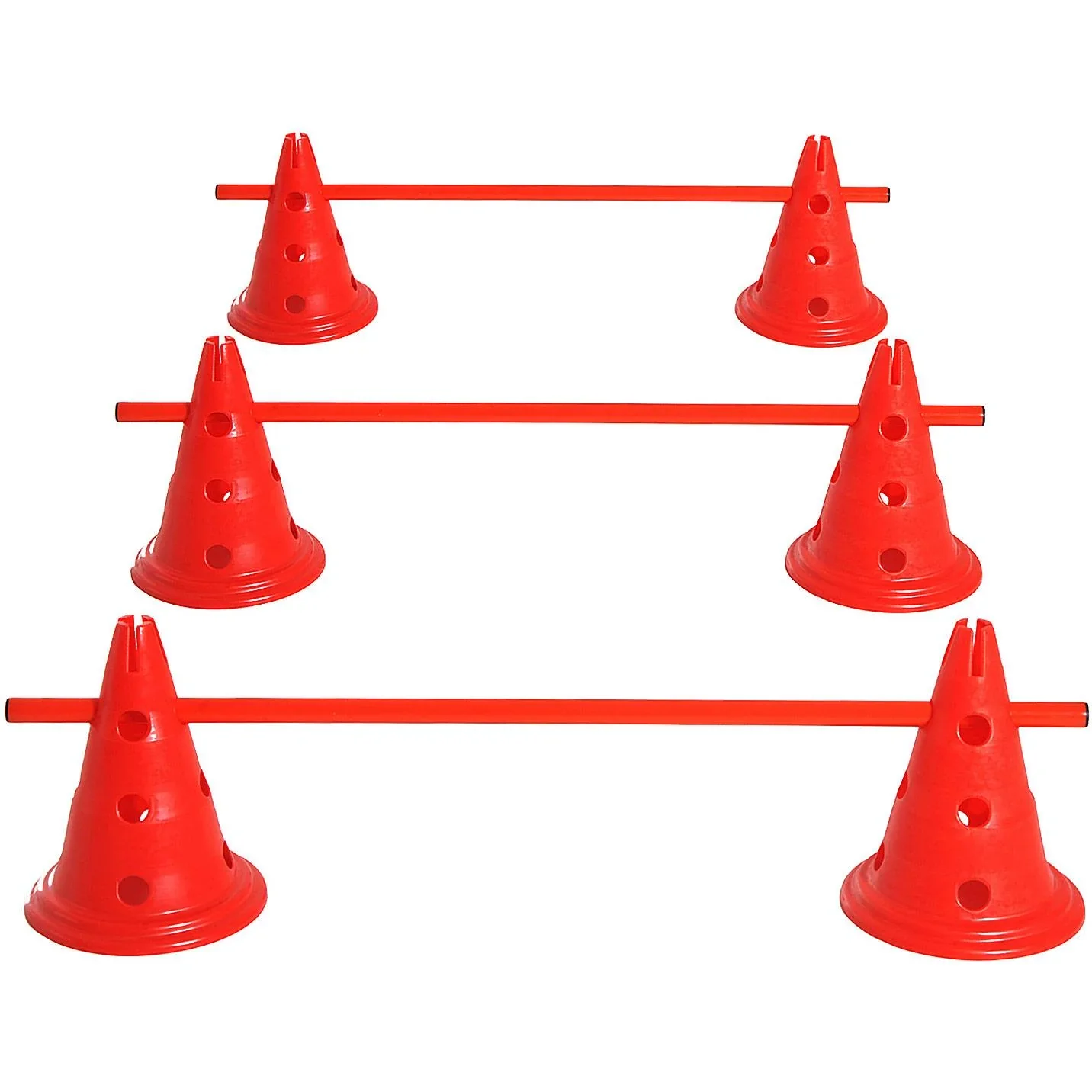 Hürden-Set 6 x Kegelhürden + 3 x Hürdenstangen 30cm ROT - 2