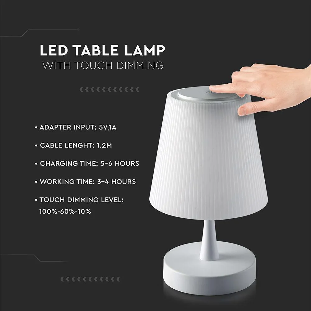 VT-7515 Tischleuchte - Durch Berührung dimmbar - Wiederaufladbar - Weiß - 2