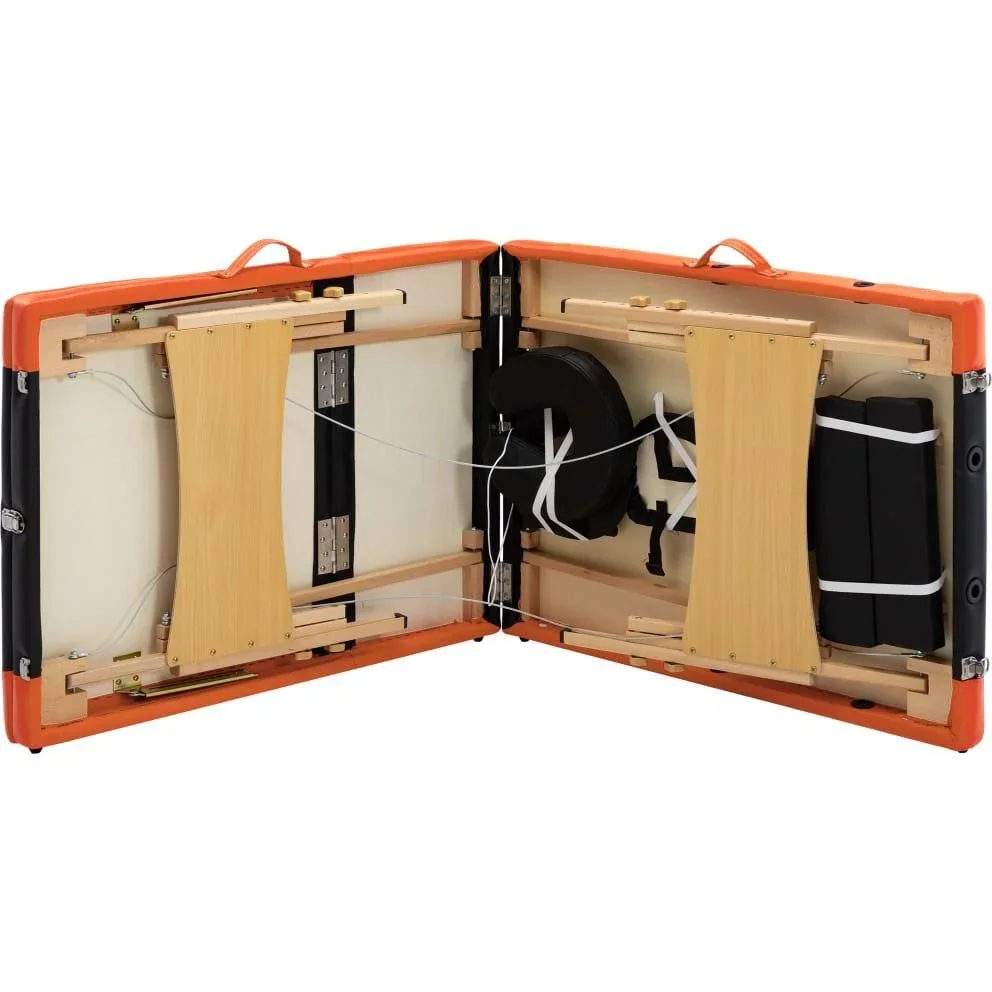 Klappbarer Massagetisch 3 Zonen Holz schwarz und orange - 2