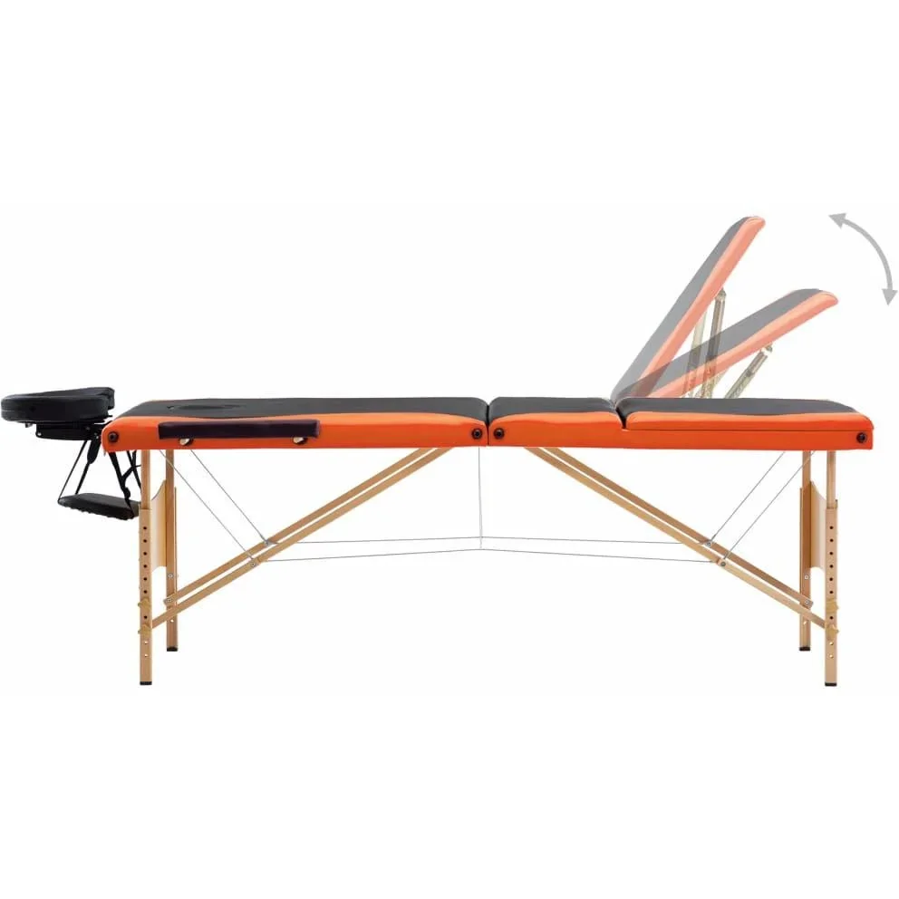 Klappbarer Massagetisch 3 Zonen Holz schwarz und orange - 5