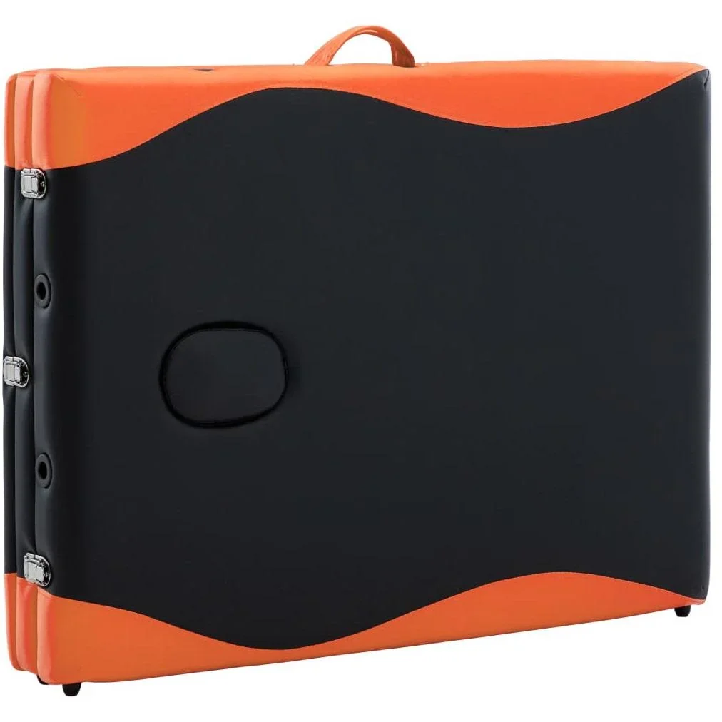Klappbarer Massagetisch 3 Zonen Holz schwarz und orange - 6