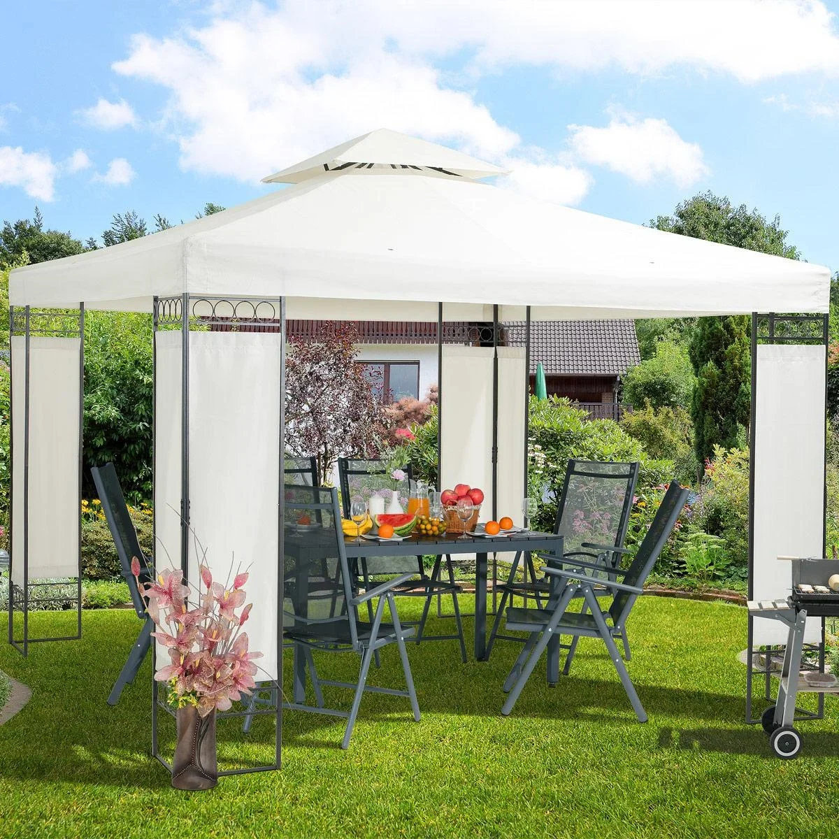 Gartenlaube/ Partyzelt/ Gartenpavillon/ Laube - Creme - 3x3m - 0
