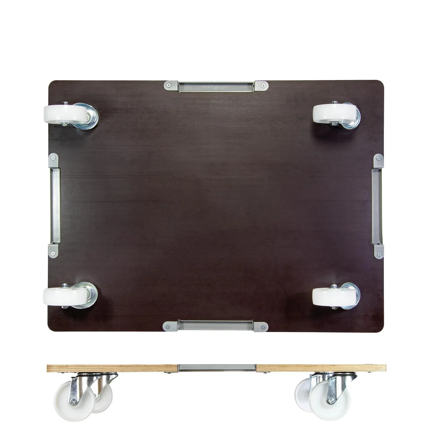 Transporthilfe MM 1379, 80 x 60 x 13,5 cm, harte Rollen Ø 100 mm, Rollenlager, Platte Maxigrip FSC®, Tragkraft 400 kg - 2