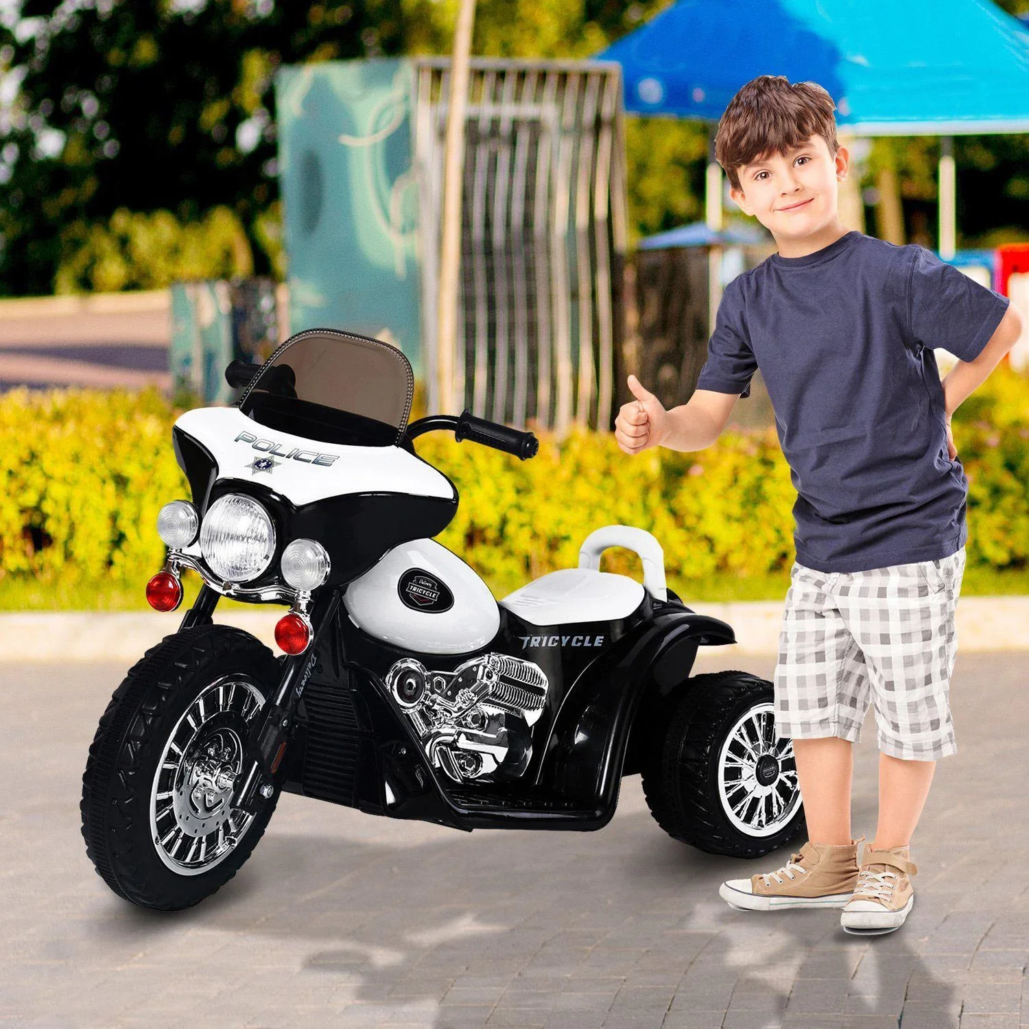 Elektromotorrad Kindermotorrad Schwarz-Weiß - 1