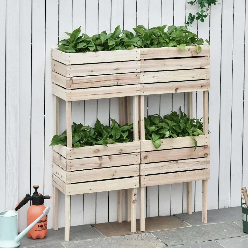 Hochbeet aus Tannenholz, 4-teilig Natur - 1