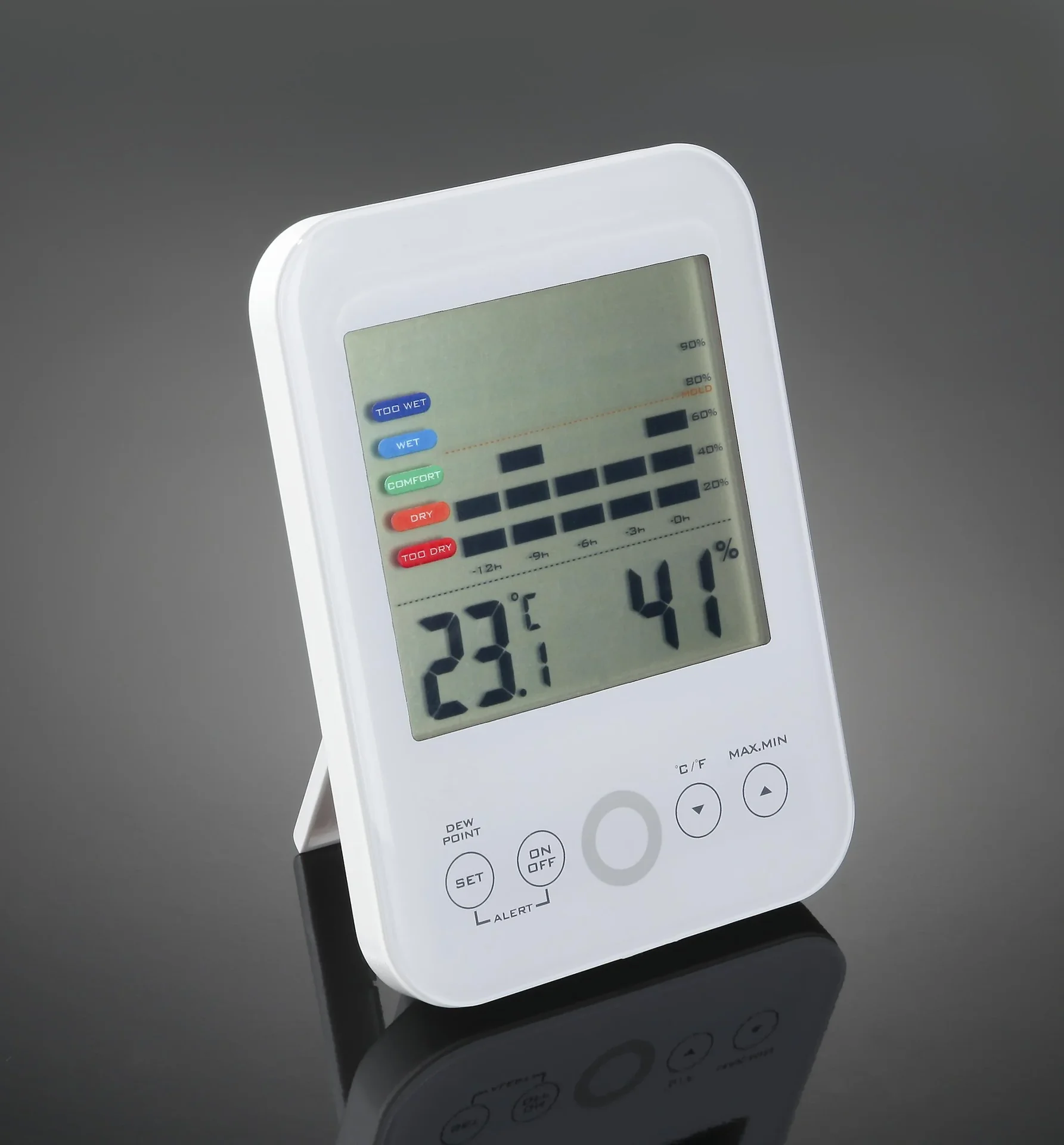 2 in1 Digitales Hygro- und Thermometer mit Schimmelalarm, Weiß - 1