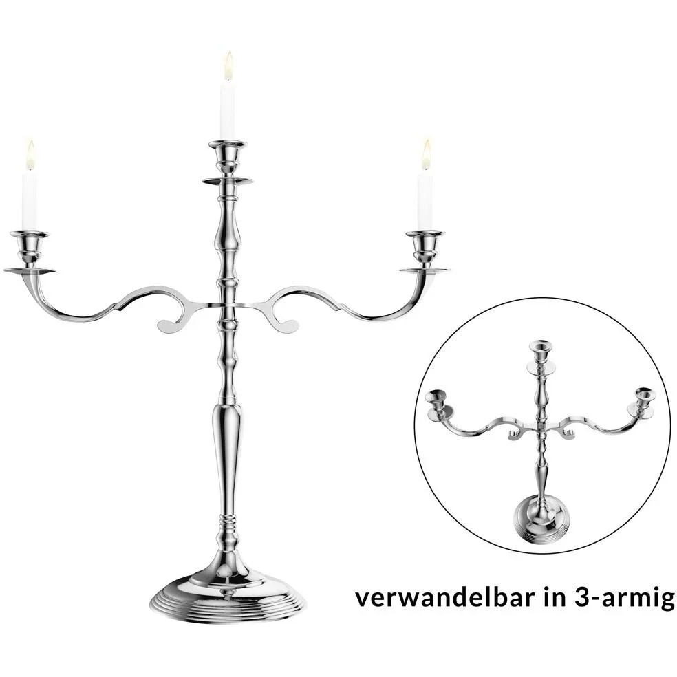 Kerzenständer silber glänzend Aluminium 60cm 5-armig Kandelaber - 1