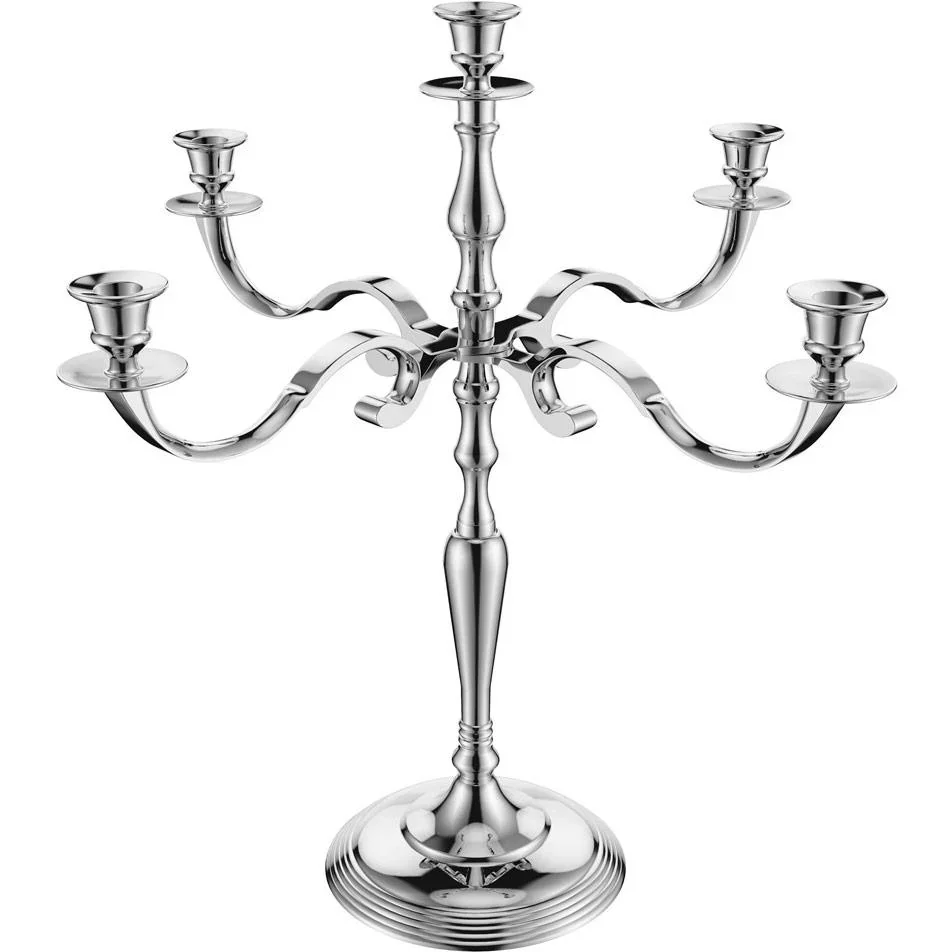 Kerzenständer silber glänzend Aluminium 60cm 5-armig Kandelaber - 2