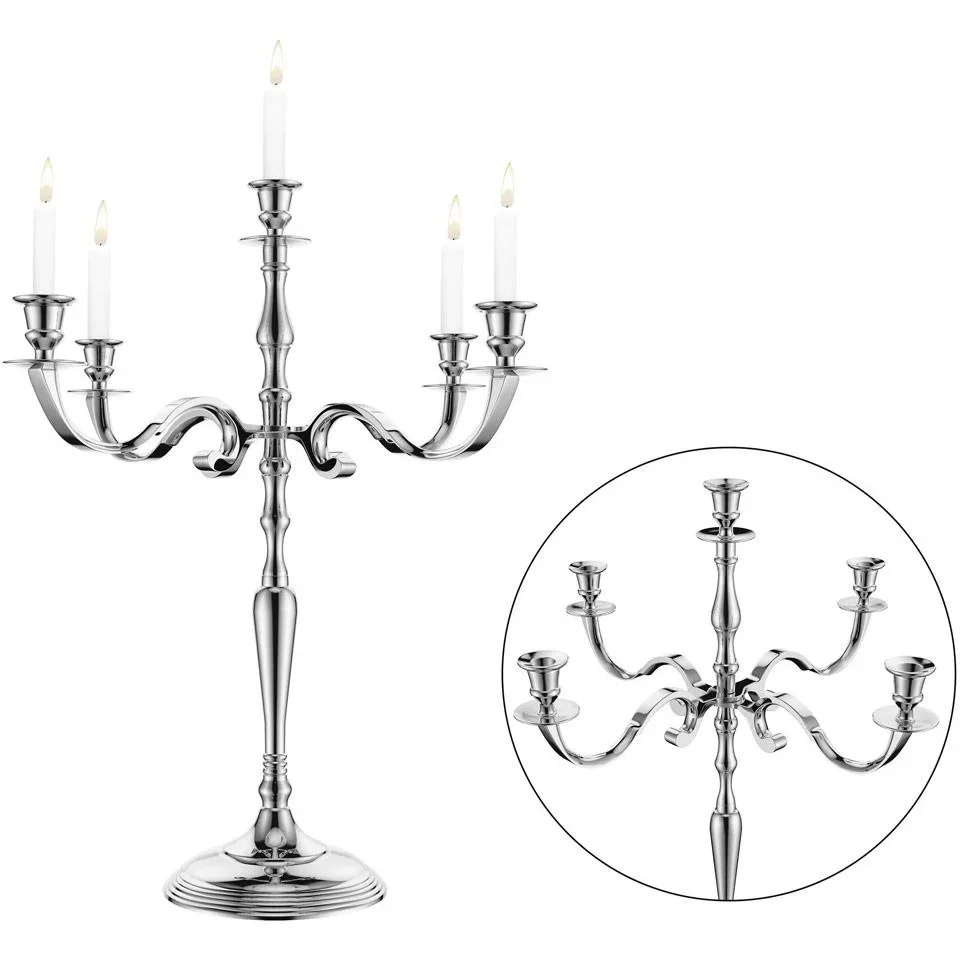 Kerzenständer silber glänzend Aluminium 60cm 5-armig Kandelaber - 6