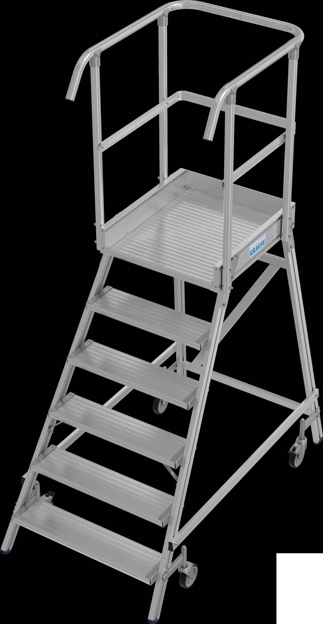 Podestleiter 6 Alu-Stufen Einseitig Fahrbar - 2