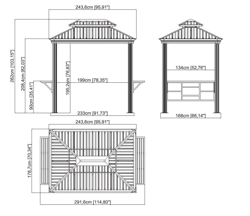 Aluminium Pavillon Messina BBQ - mit Hard-Top - 4