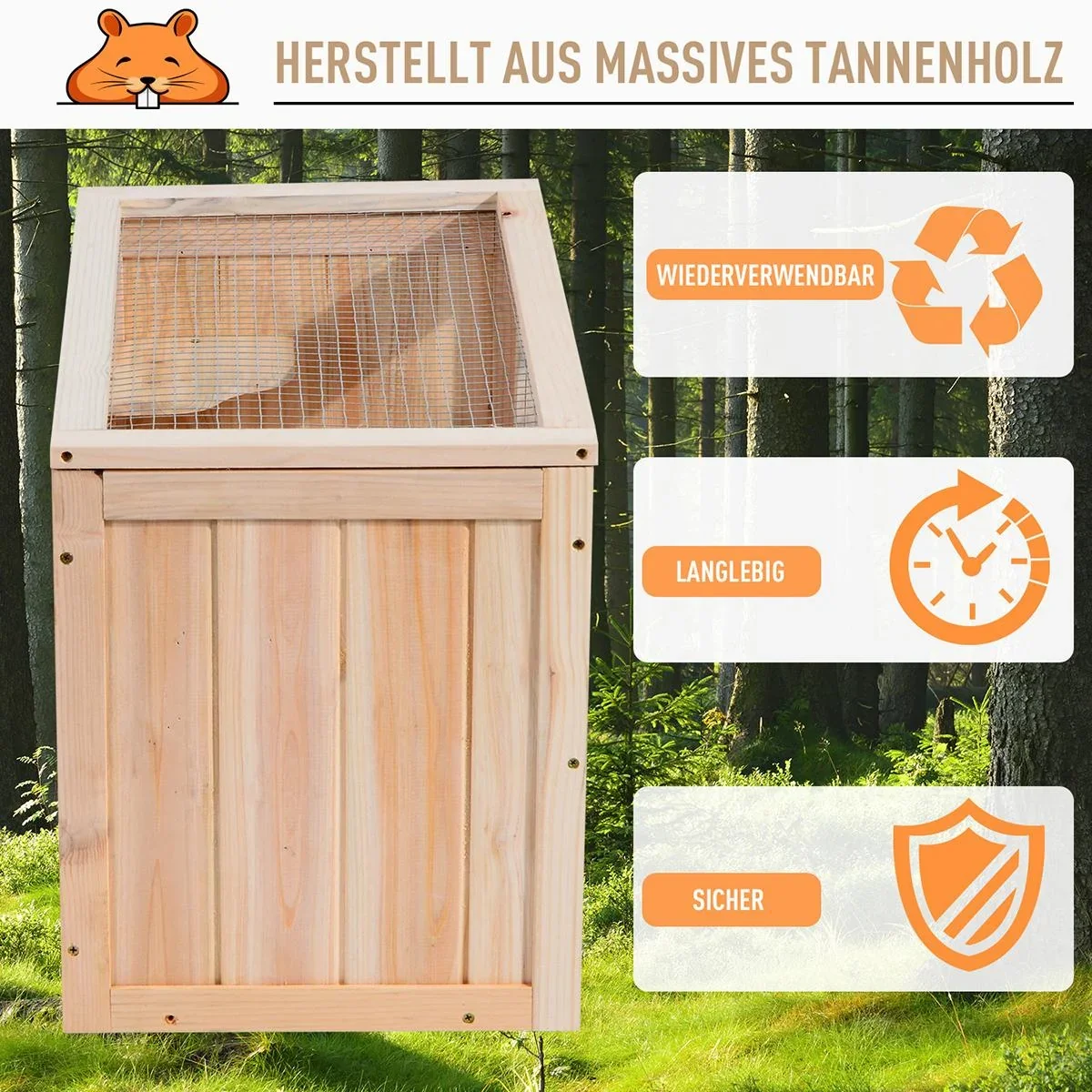 Nagerkäfig mit aufklappbarem Dach natur - 0