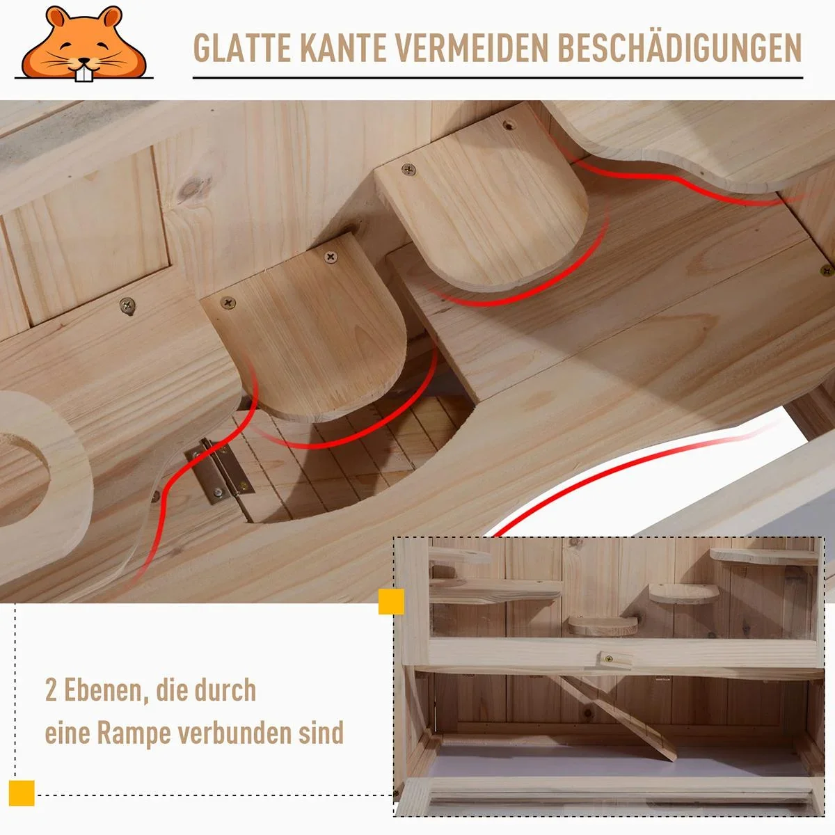 Nagerkäfig mit aufklappbarem Dach natur - 1