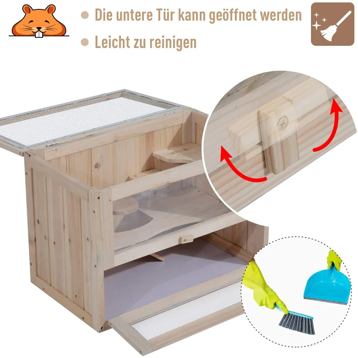Nagerkäfig mit aufklappbarem Dach natur - 3