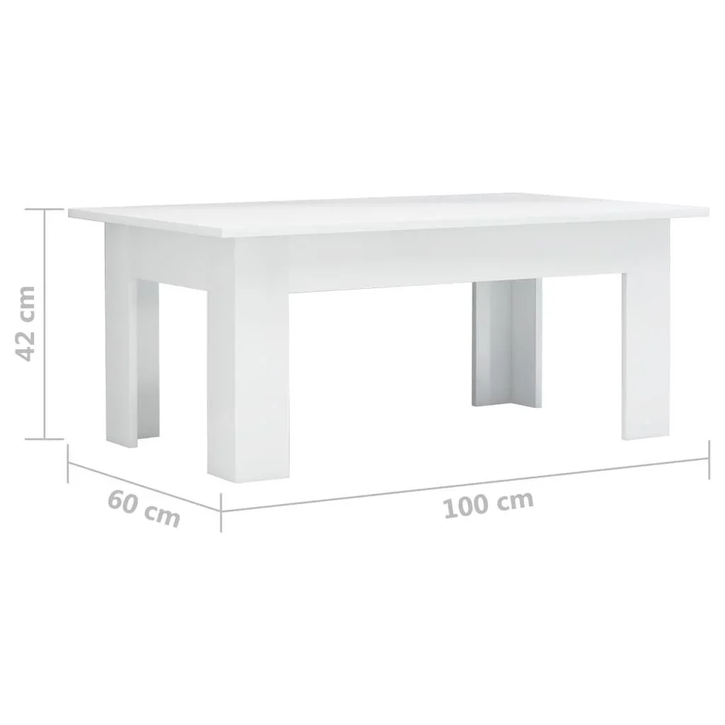 Couchtisch 100x60x42 cm Hochglanz-Spanplatte weiß - 0