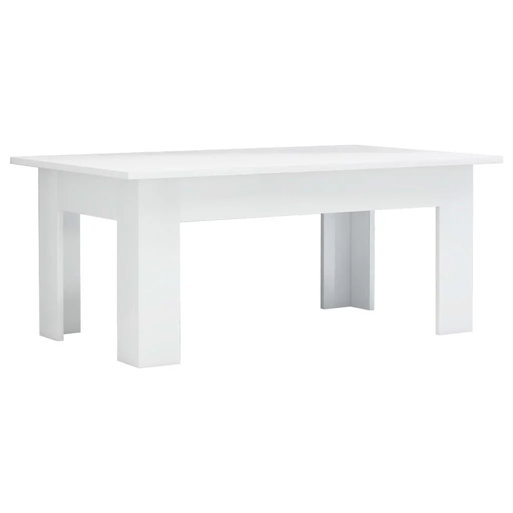 Couchtisch 100x60x42 cm Hochglanz-Spanplatte weiß - 1