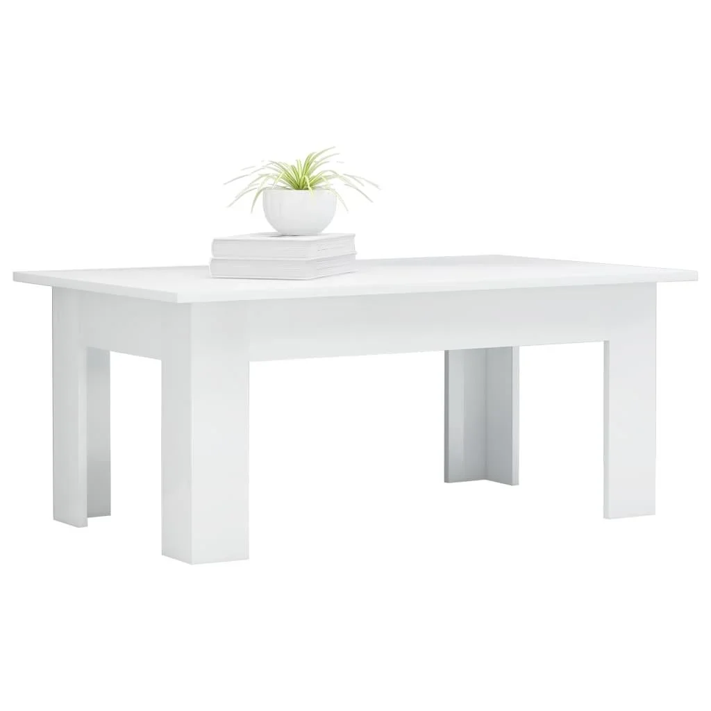Couchtisch 100x60x42 cm Hochglanz-Spanplatte weiß - 2