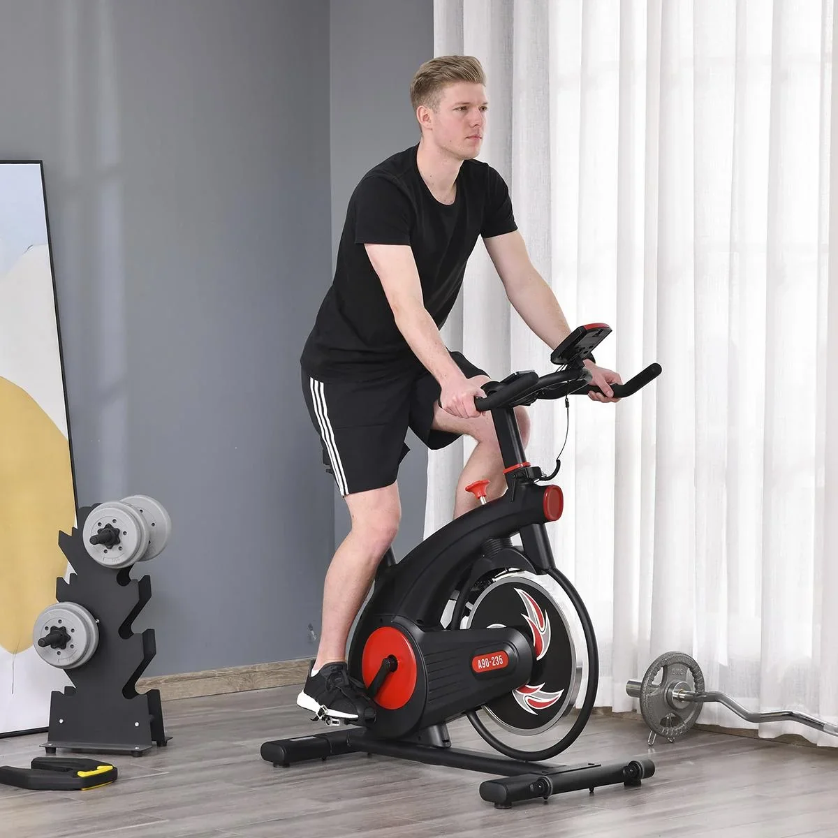 Fahrradtrainer Indoor Heimtrainer mit 8KG Schwungrad Home Gym Cycling Bike Trainer Fitnessfahrrad Stufenlos Widerstand S - 1