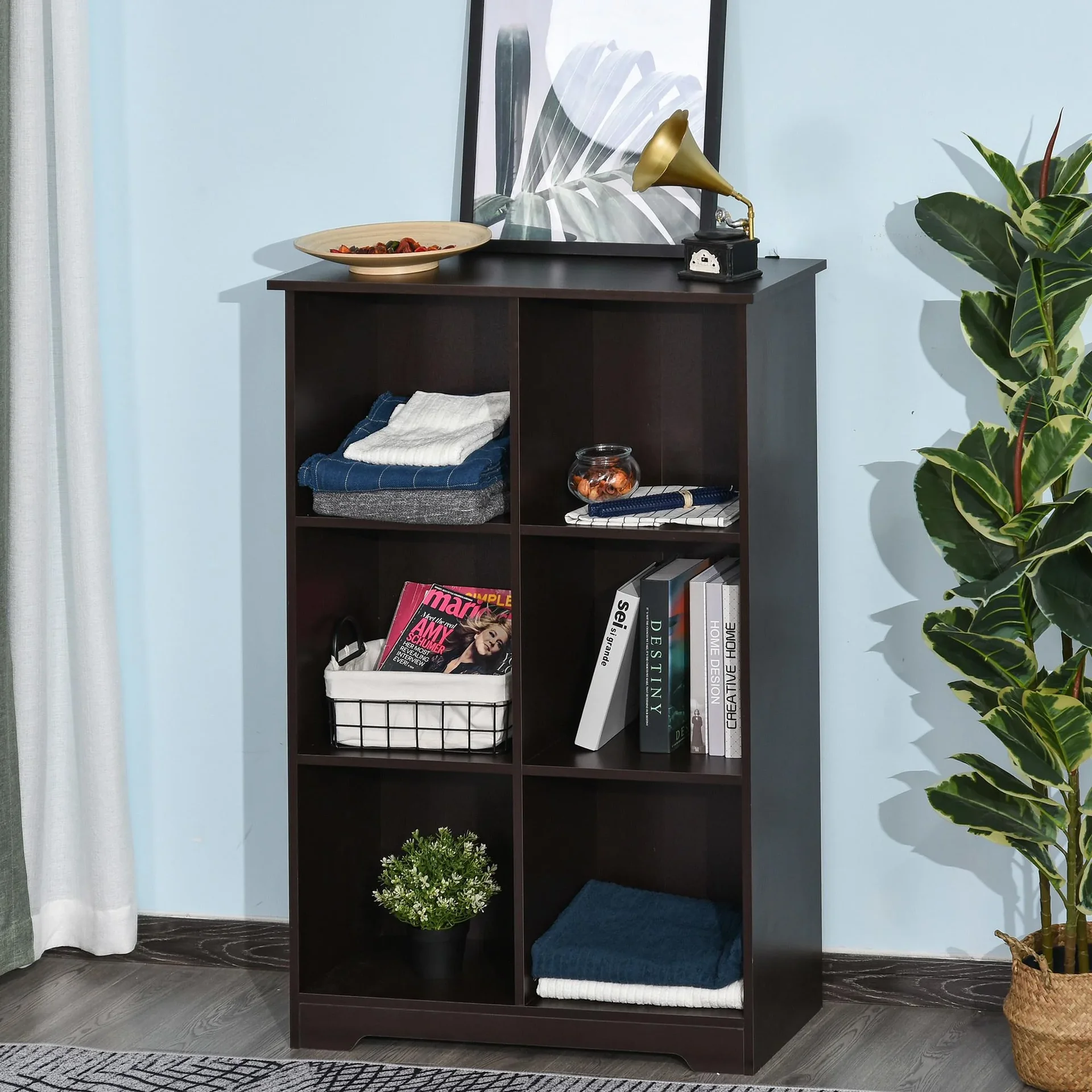 Würfelschrank mit 6 Fächern, kaffeefarben - 0