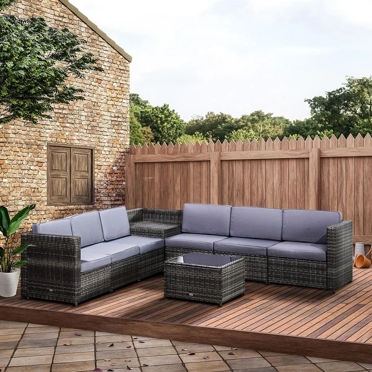 Polyrattan Lounge Set 8-teilig inkl. Kissen - 0