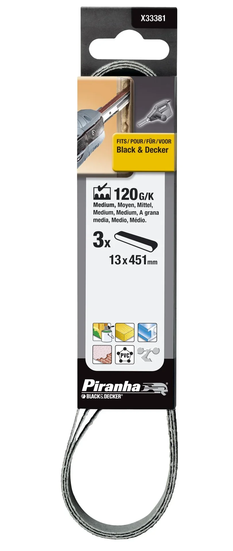 Schleifbänder K120 für Powerfeile KA900E, 13 x 455mm, 3er Set - 2