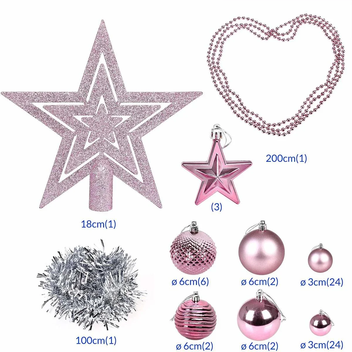 Christbaumschmuck - Christbaumschmuck Rosa 66 Stk. - 4