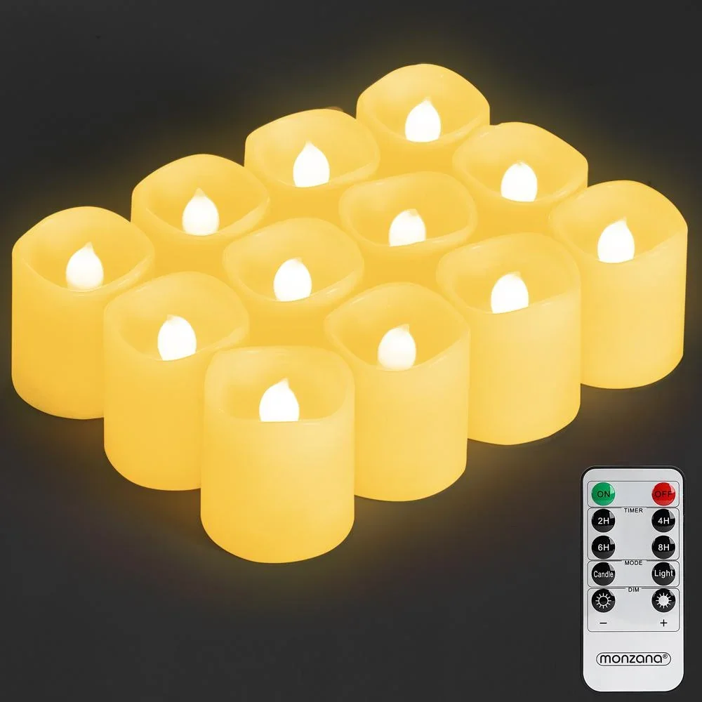 12 LED-Wachskerzen weiß mit Batterie - 3