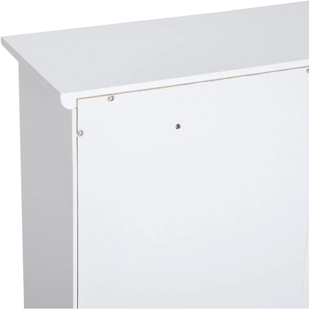 Wandschrank Hängeschrank Badschrank Mehrzweckschrank Küchenschrank 2 x Glastür Holz Weiß 53,5 x 16 x 62,5 cm - 5