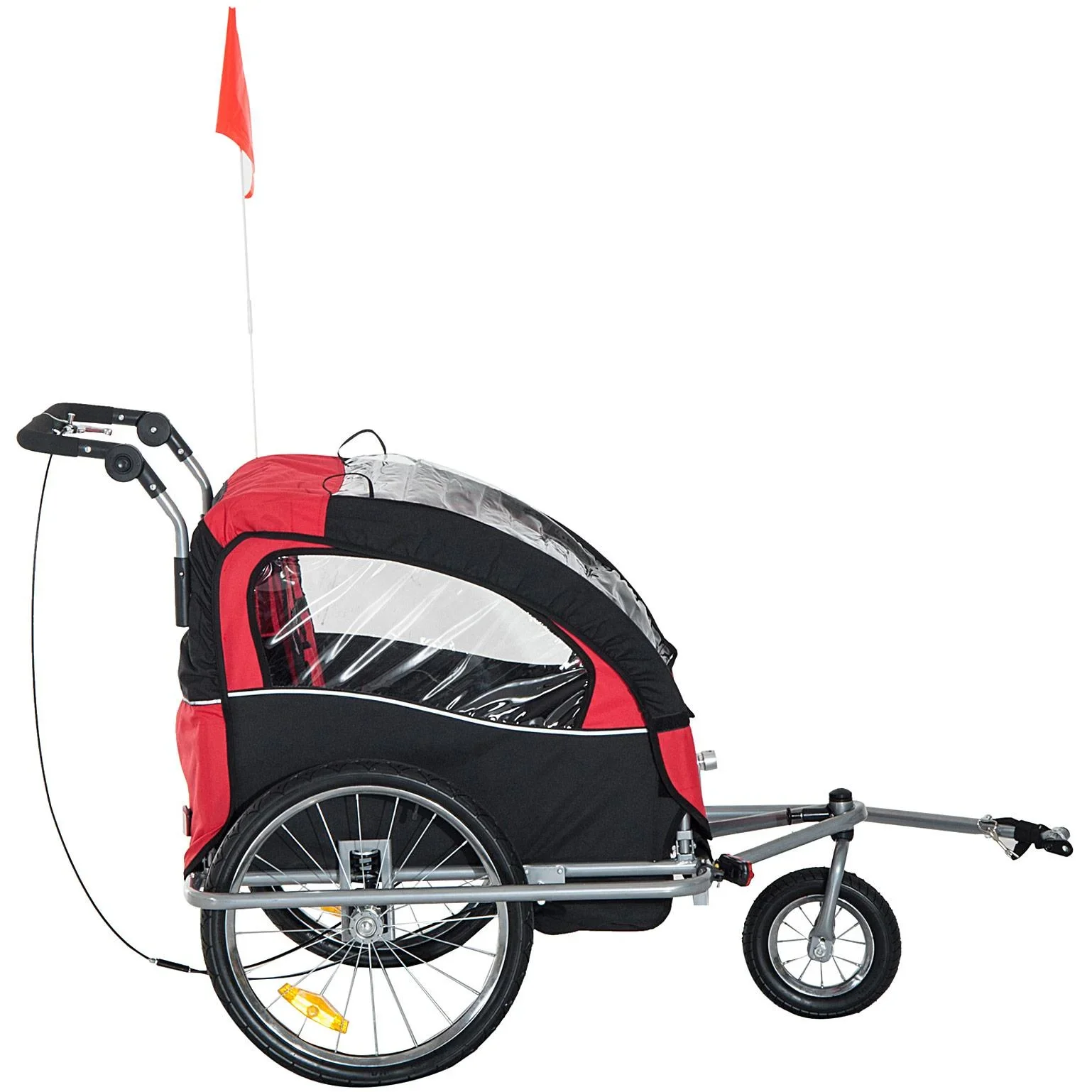 Fahrradanhänger Kinder Rot-Schwarz 2 in 1 Jogger - 2