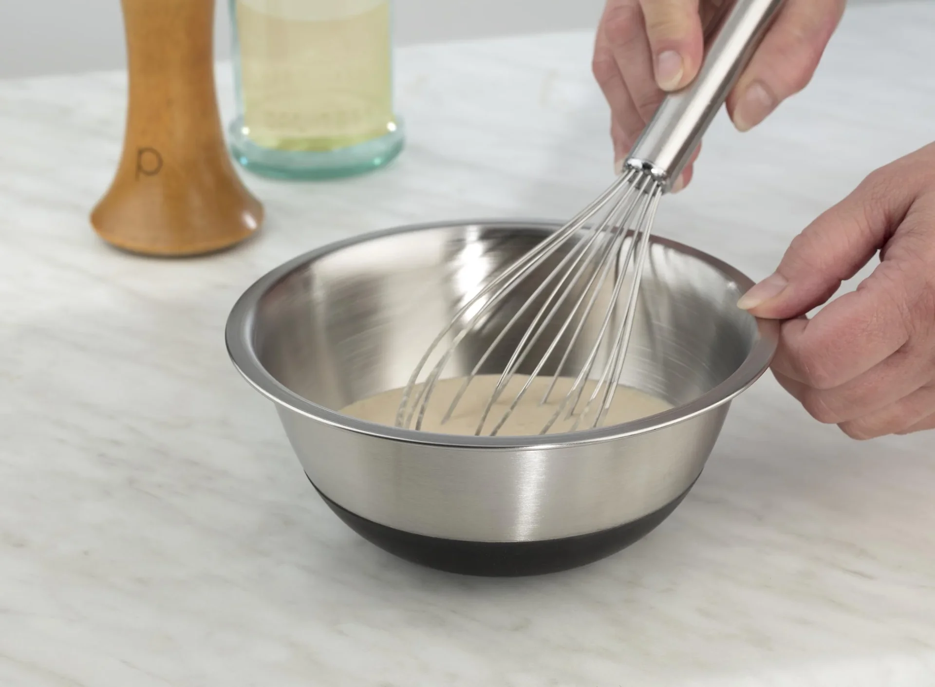 Schüssel-Set „Black Steel“, mit Silikonboden, Edelstahl, Silberfarben/ Schwarz, 3-teilig - 0