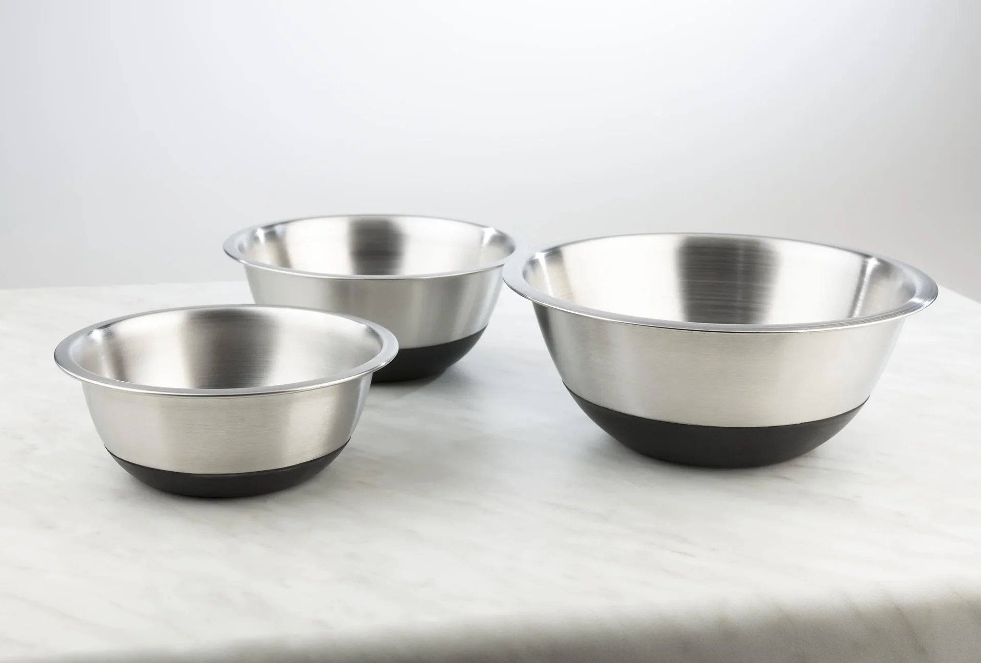 Schüssel-Set „Black Steel“, mit Silikonboden, Edelstahl, Silberfarben/ Schwarz, 3-teilig - 1