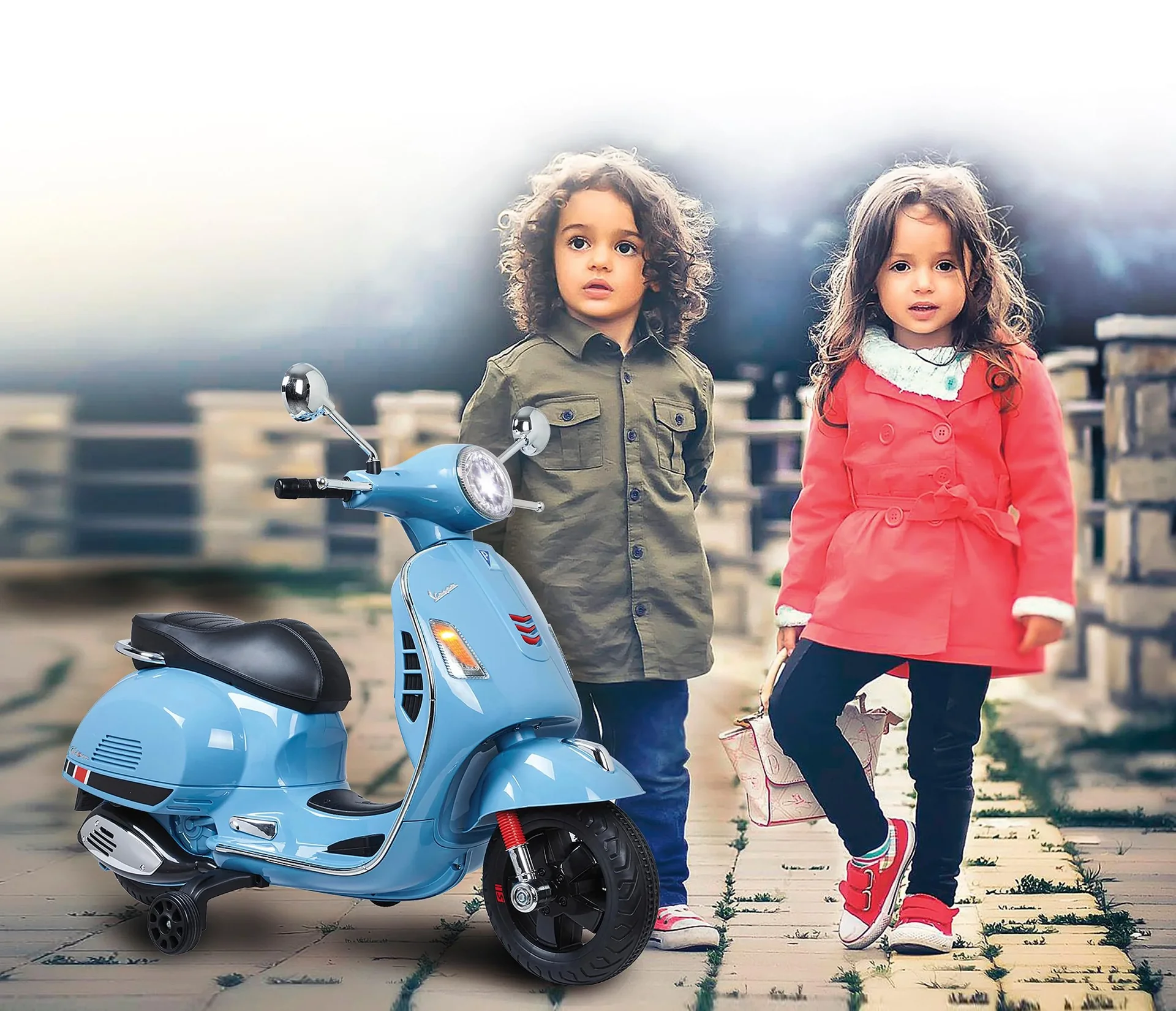 Ride-on Vespa für Kinder, 12 Volt, Blau - 7
