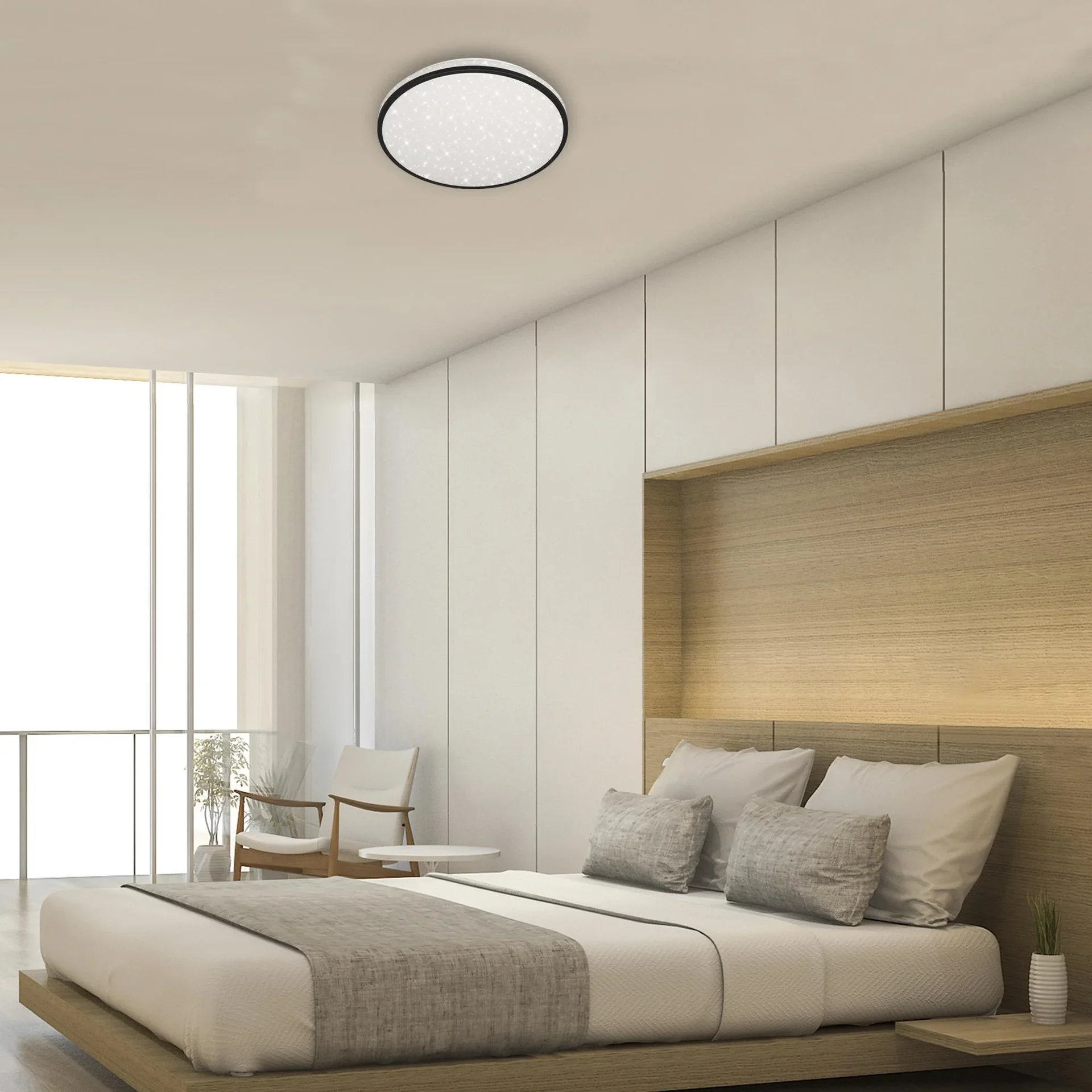 LED Deckenleuchte mit Sternendekor, rund, Ø 38, CCT, 24 Watt, schwarz - 2