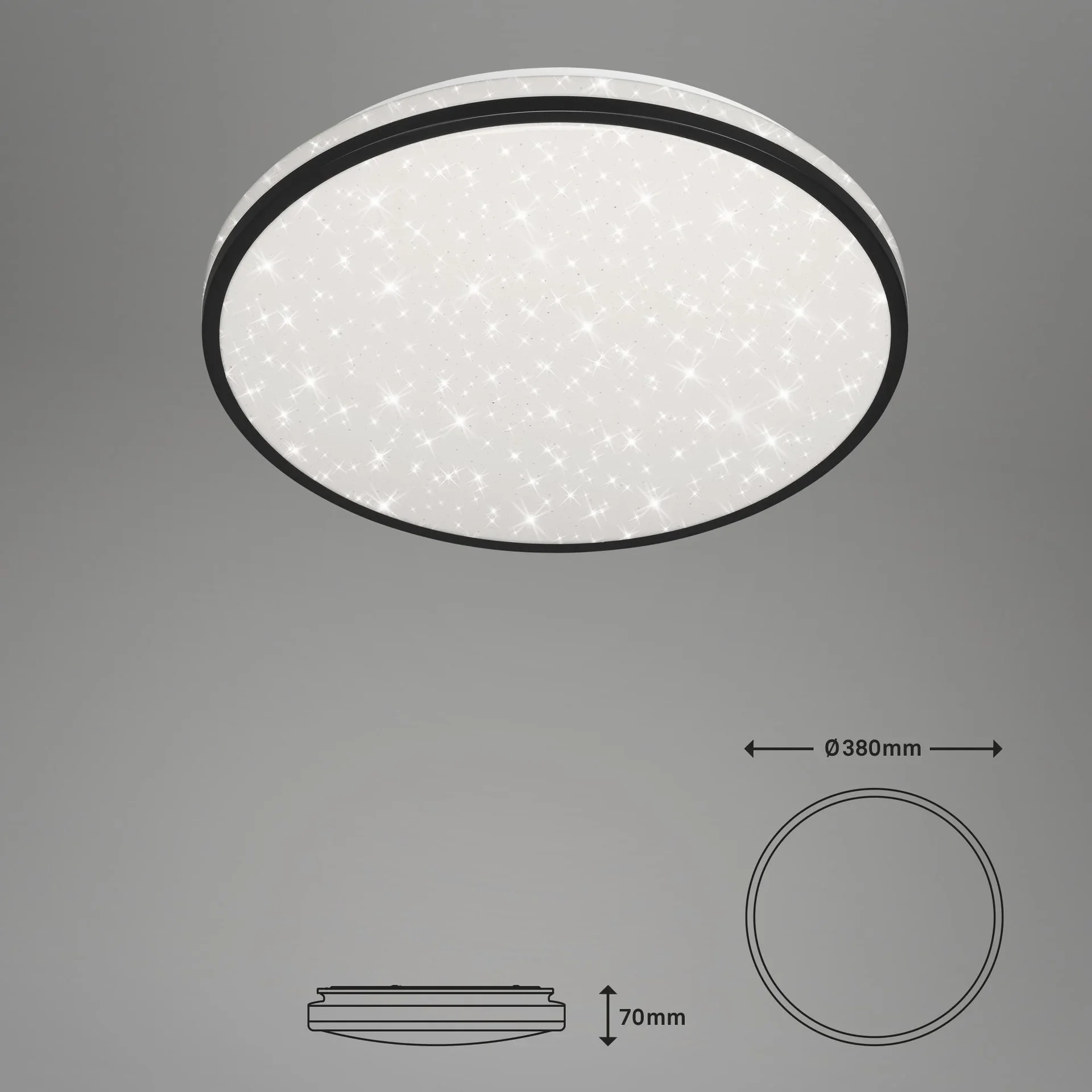 LED Deckenleuchte mit Sternendekor, rund, Ø 38, CCT, 24 Watt, schwarz - 4