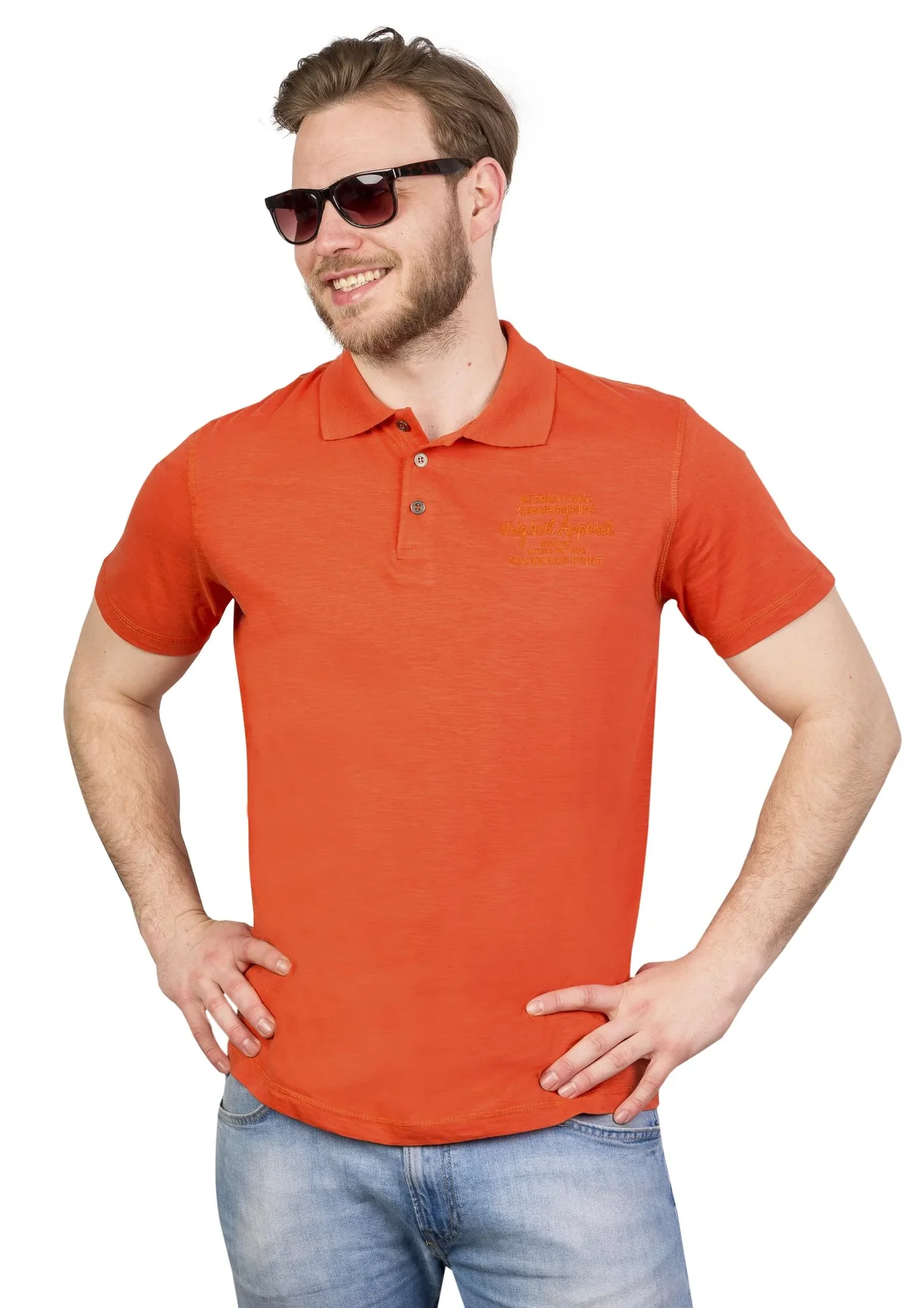 Poloshirt mit Knopfleiste, Farbe terra, Gr. M - 0