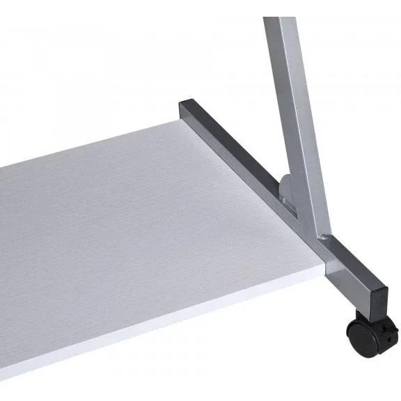 Schreibtisch Computertisch Bürotisch Rollbar mit Tastaturauszug Spanplatte, Stahl Weiß - 1