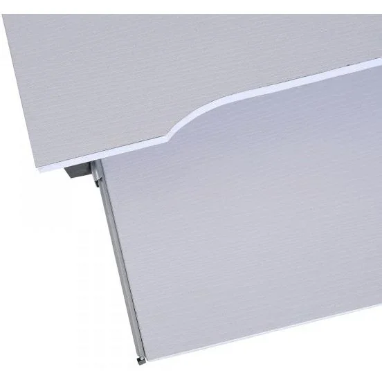 Schreibtisch Computertisch Bürotisch Rollbar mit Tastaturauszug Spanplatte, Stahl Weiß - 2