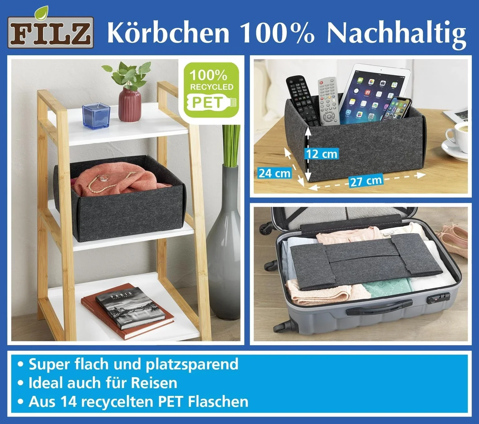 Filzkörbchen, faltbar, Größe L - 3