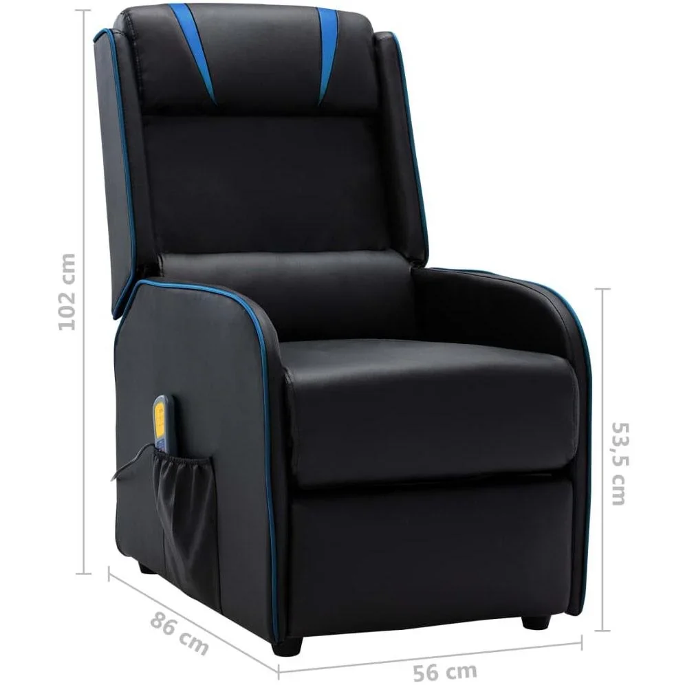 Massagesessel verstellbar Kunstleder schwarz und blau - 2