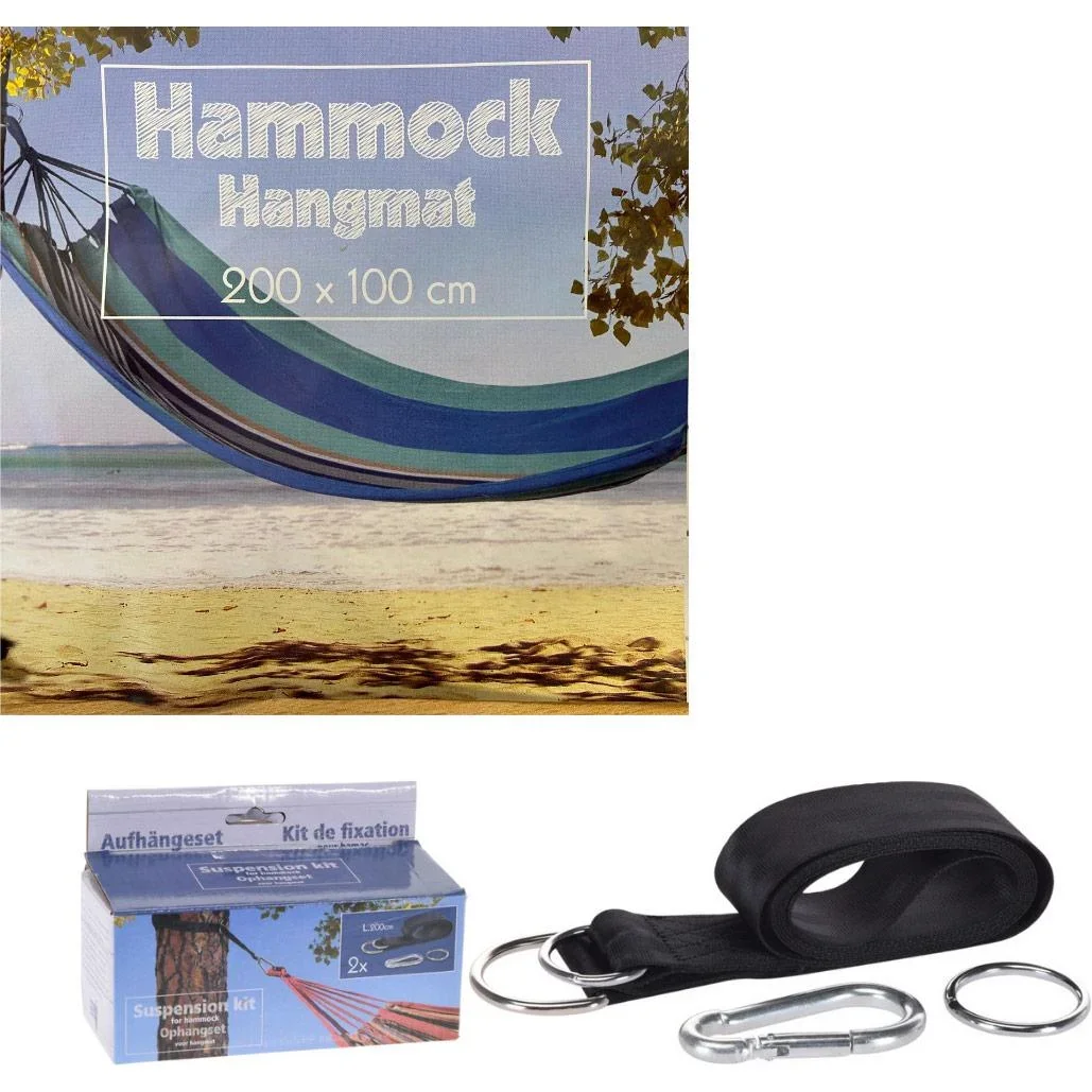 Pro Garten-Hängematte - 200x100cm -Volumen + INCL. Pro Garden Aufhängung für Hängematte - 0