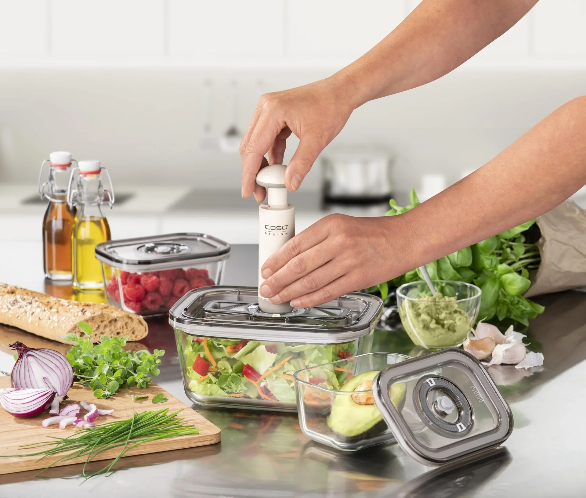 Vakuum-Frischebehälter, 3er Set - 1 x 1500 ml und 2 x 500 ml - 3