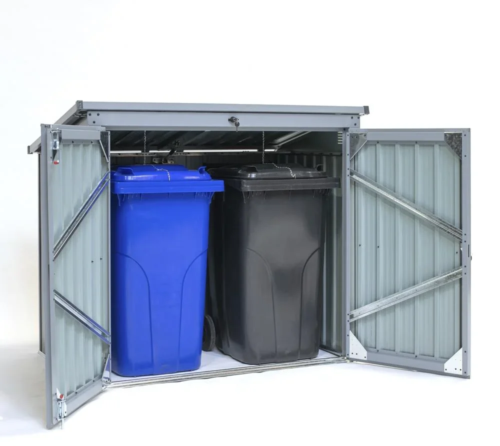 Metall Mülltonnenbox 2-fach anthrazit/lichtgrau, 101x158x134 cm - 3