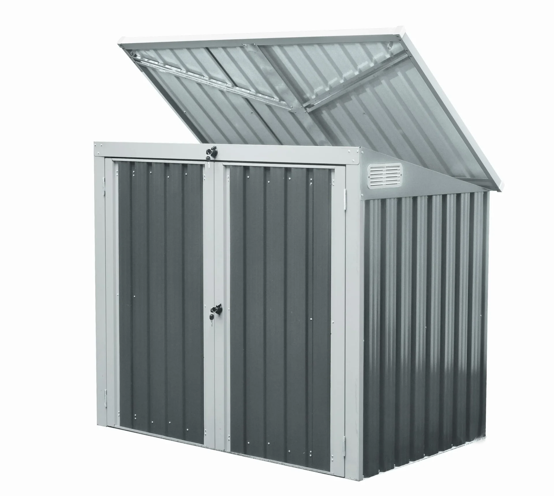 Metall Mülltonnenbox 2-fach anthrazit/lichtgrau, 101x158x134 cm - 4