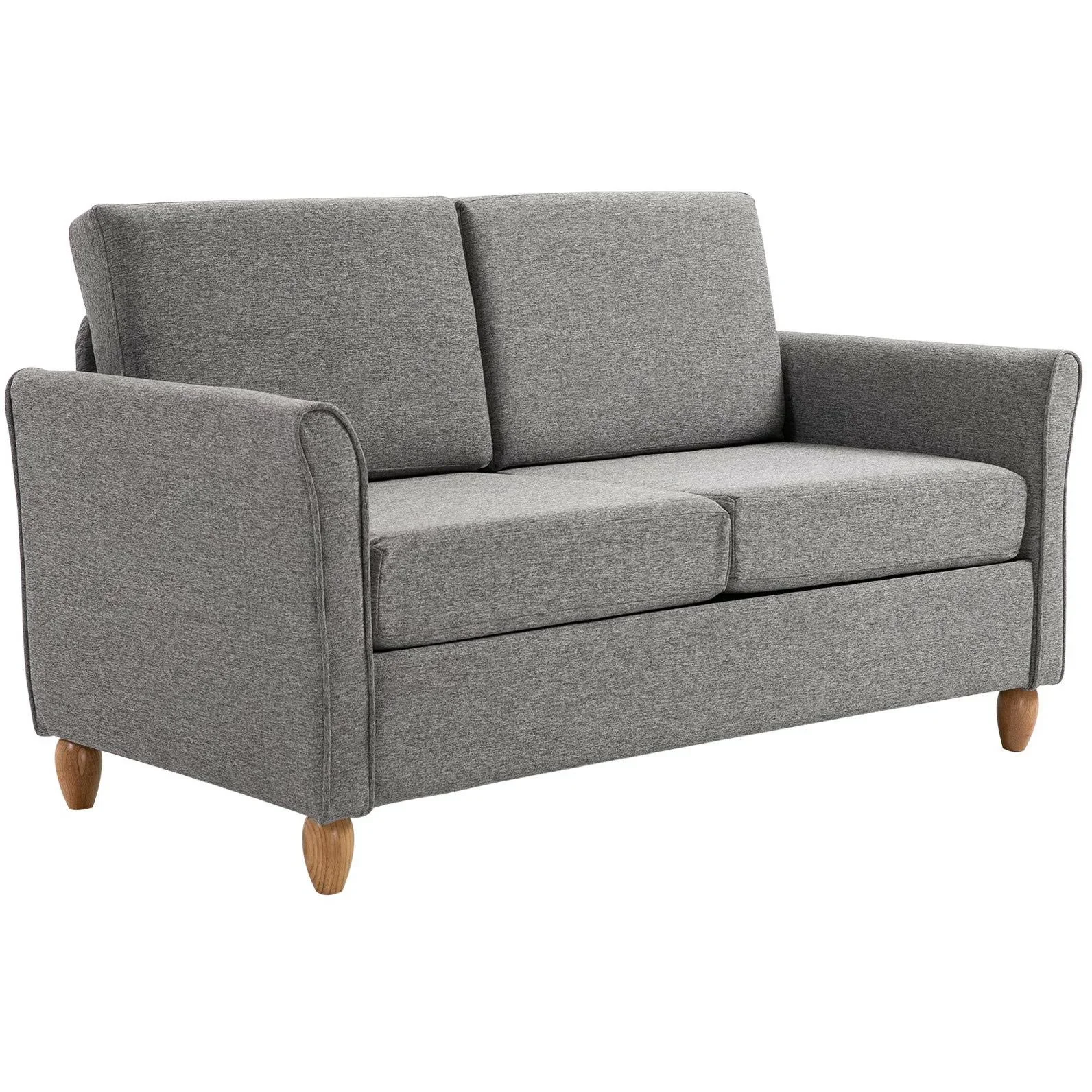 Doppelsofa Sofa 2-Sitzer Zweisitzer mit Kissen 200 kg Belastbarkeit Leinen Holzfüße Hellgrau 141 x 65 x 78 cm - 0