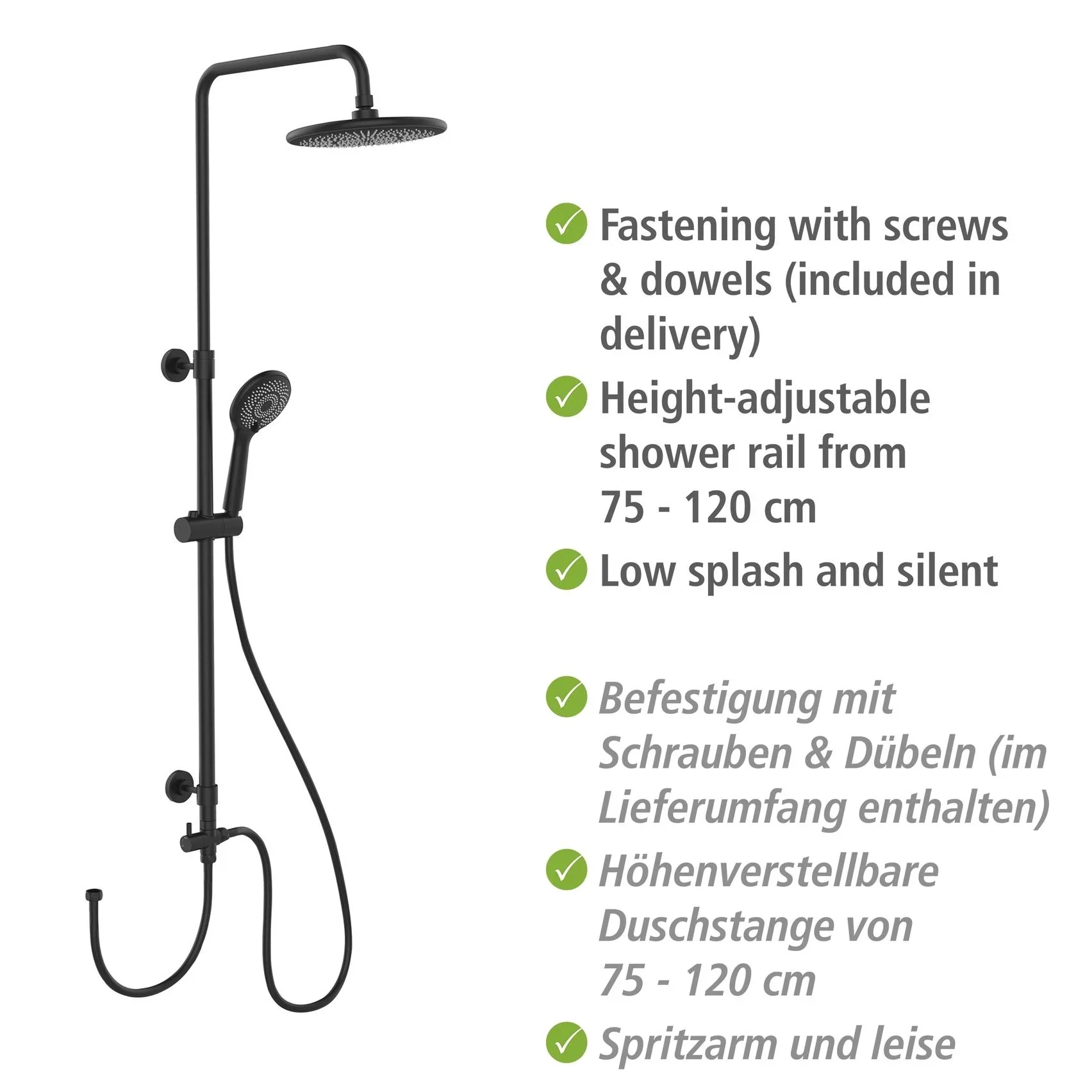 Wasserspar-Duschsystem Watersaving Schwarz - 1