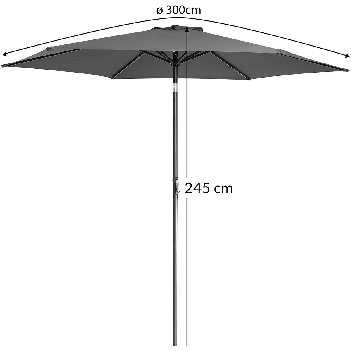 Sonnenschirm Anthrazit Alu 300cm UV-Schutz 40+ - 3