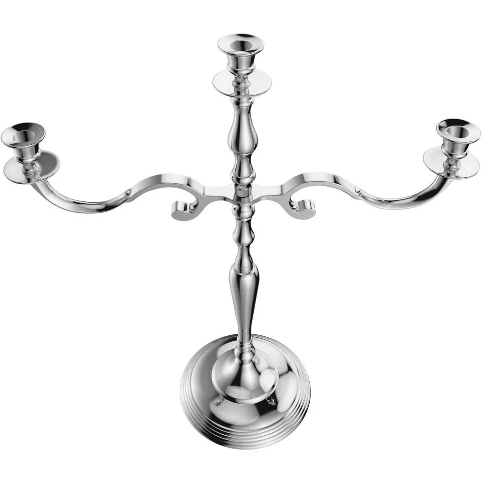 Kerzenständer silber glänzend Aluminium 40cm 5-armig Kandelaber - 4