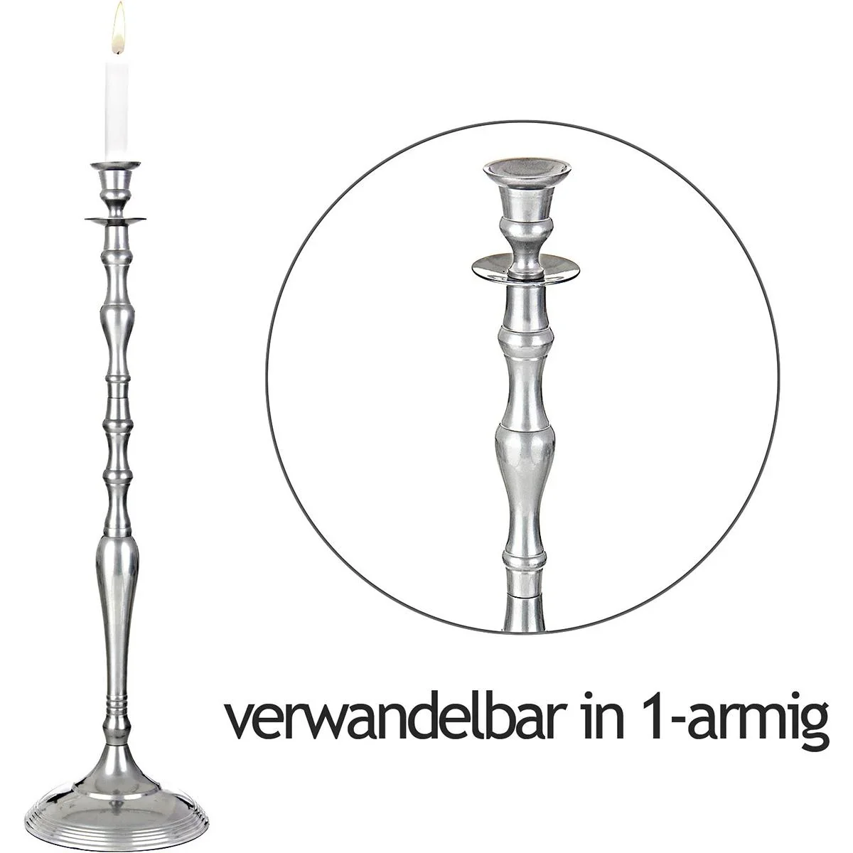Kerzenständer silber glänzend Aluminium 40cm 5-armig Kandelaber - 5