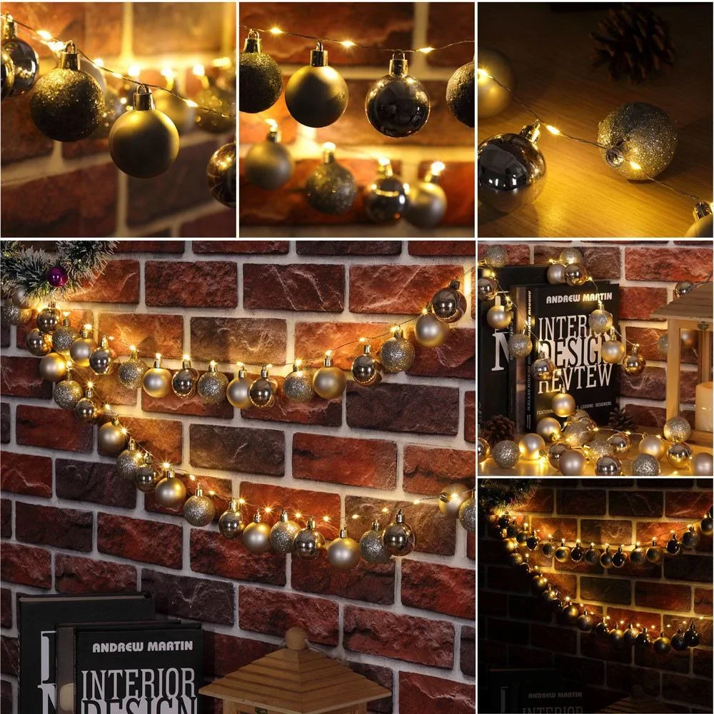 Weihnachtsbeleuchtung Kugeln 40-LED - Champagner - 2m - 0