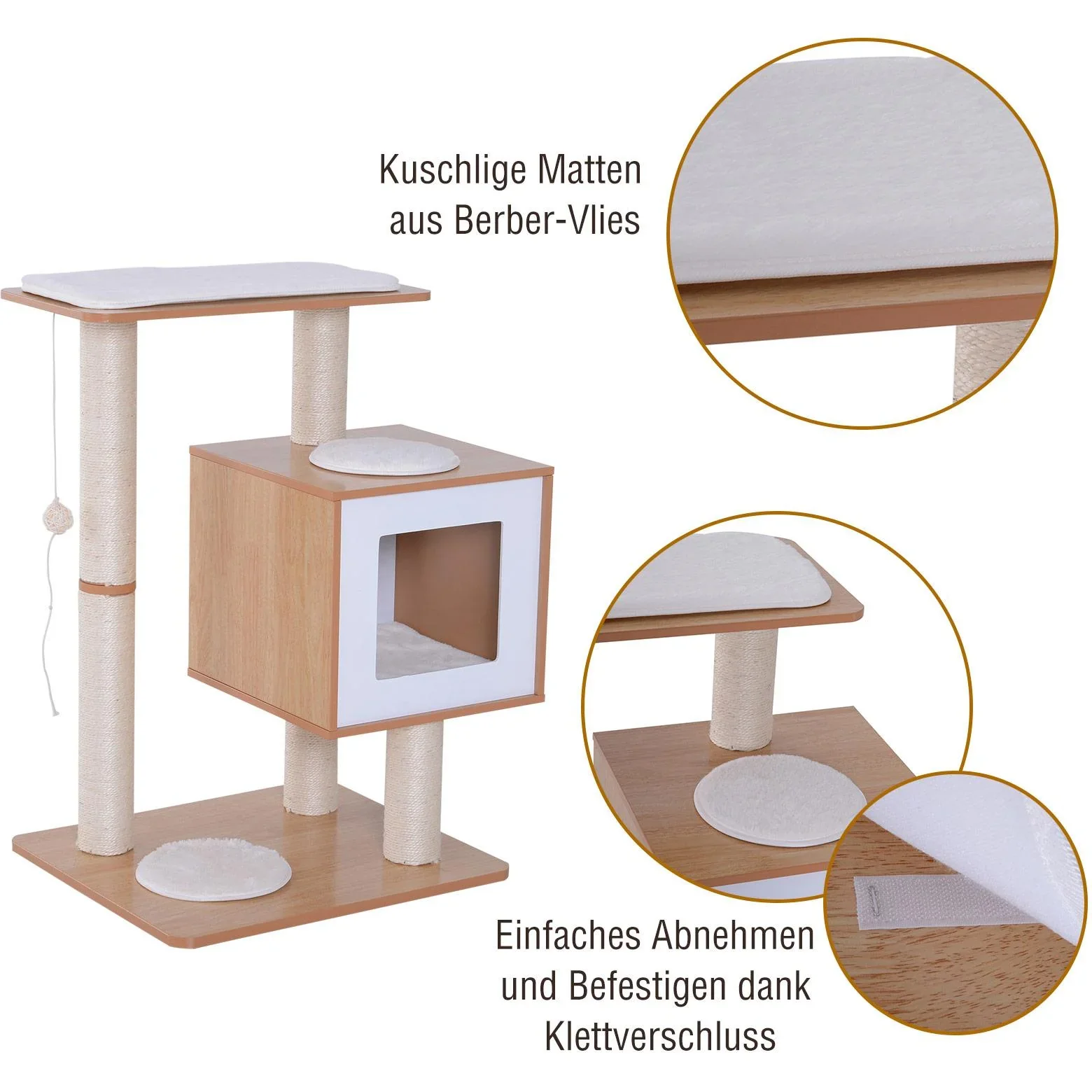 Kratzbaum Kletterbaum Sisal Polster Liegefläche Ball natur 56 x 48 x 80 cm - 4